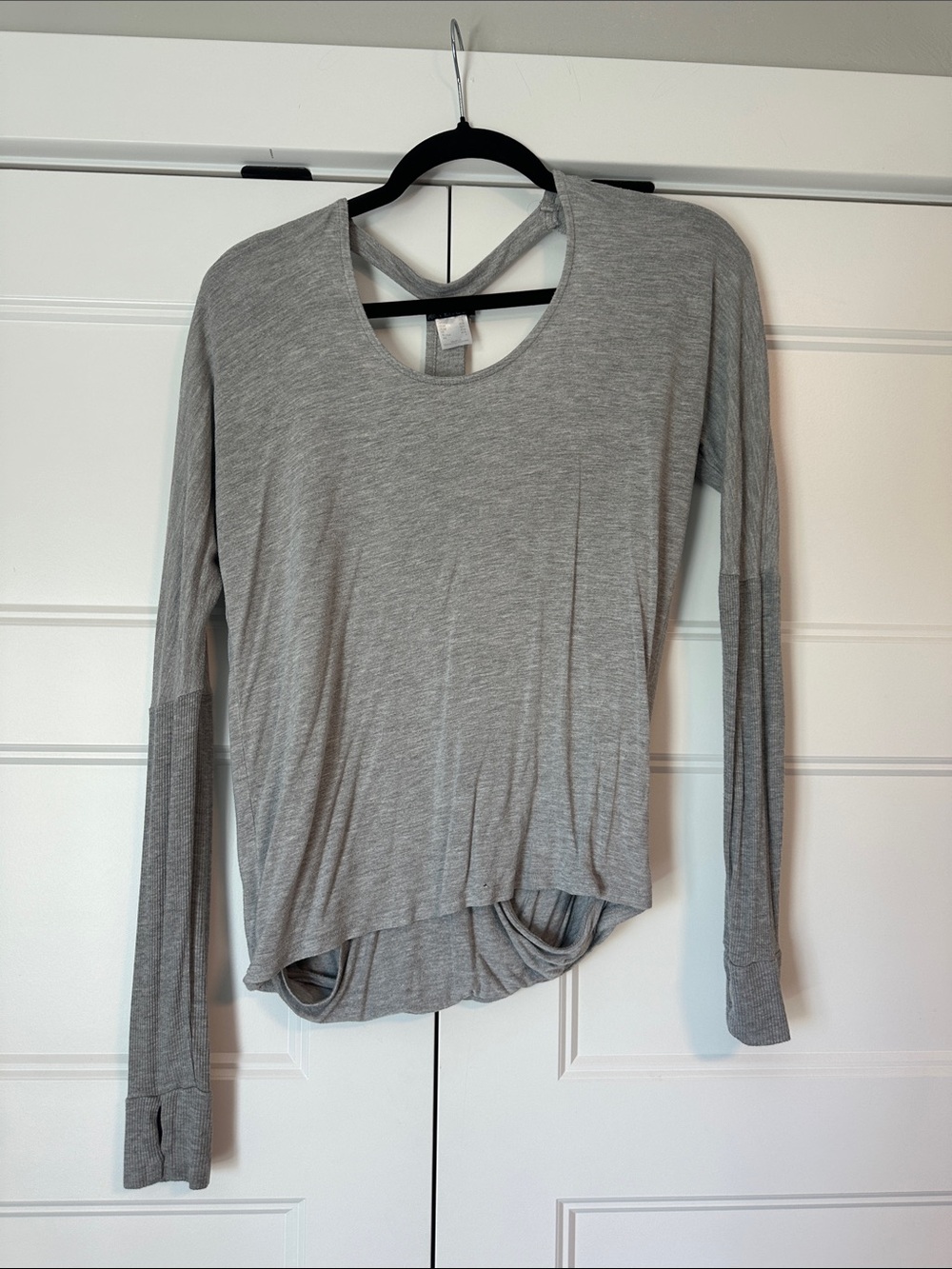 Women’s Long Sleeve Grey Top with Back Strap Detail